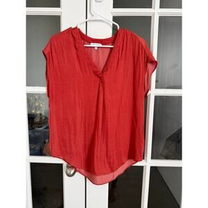 Maison d’Amélie Paris Red Blouse Women’s Size S V Neck Short Sleeve Flowy Top
